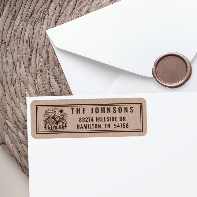 Etiqueta de Endereço de Devolução Personalizada Mo (Modern Rustic Mountain Custom Return Address Label Stickers)