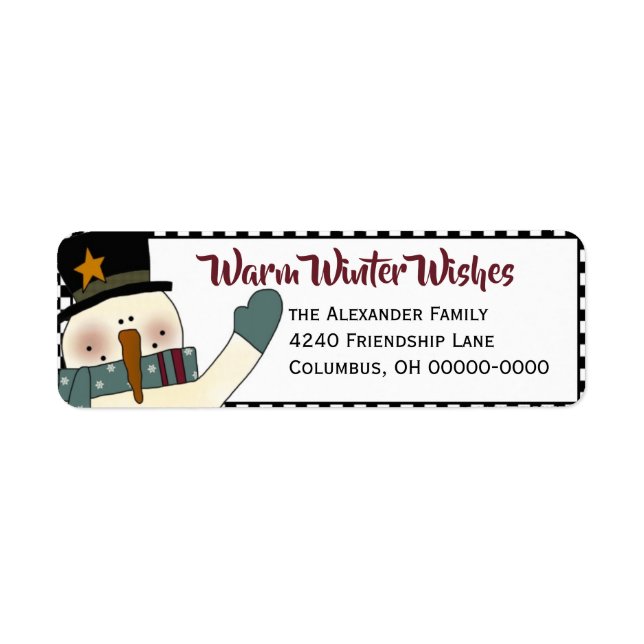 Etiqueta de Endereço de Devolução Primitiva do Sno (Frente)