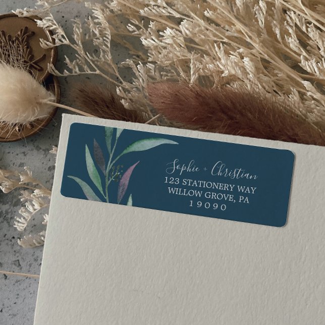 Etiqueta de Endereço de Devolução Roxo Verde Eucal (Criador carregado)