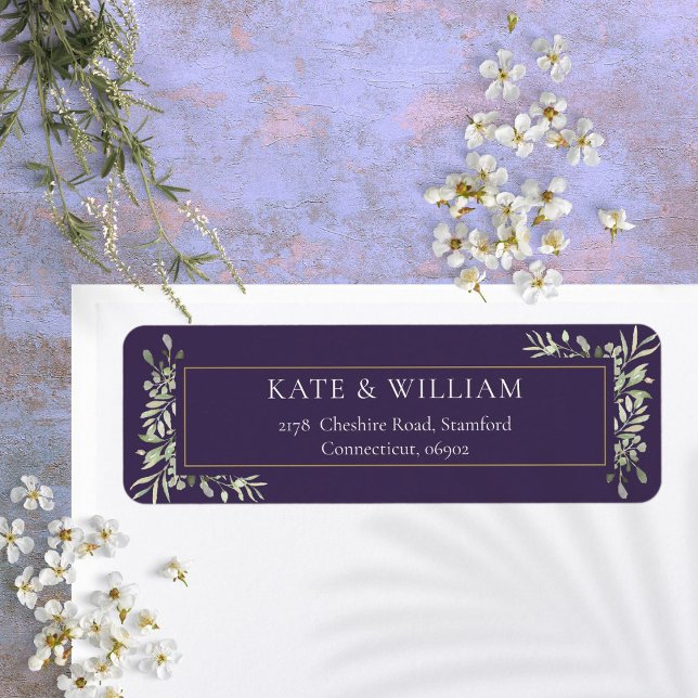 Etiqueta de Endereço de Folhagem de Lavanda Roxa (Purple Lavender Greenery Foliage Address Label)
