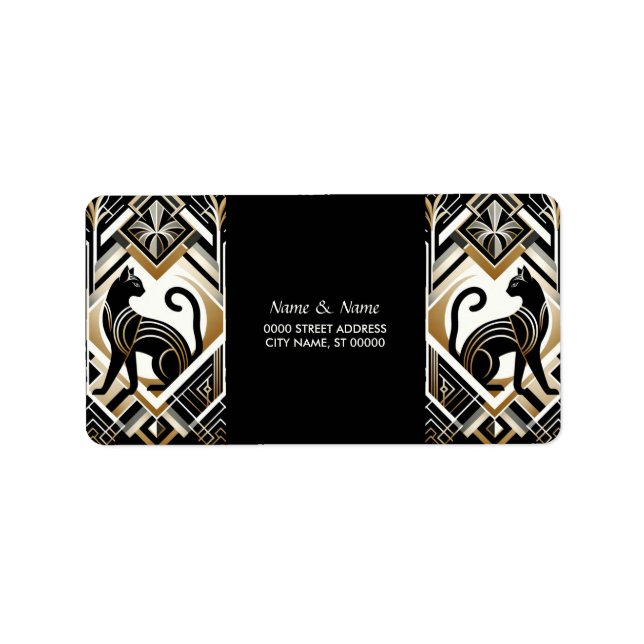 Etiqueta de Endereço de Gato Decorativo abstrato (Frente)