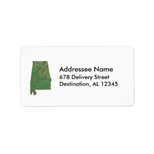 Etiqueta de Endereço de Mapa do Alabama