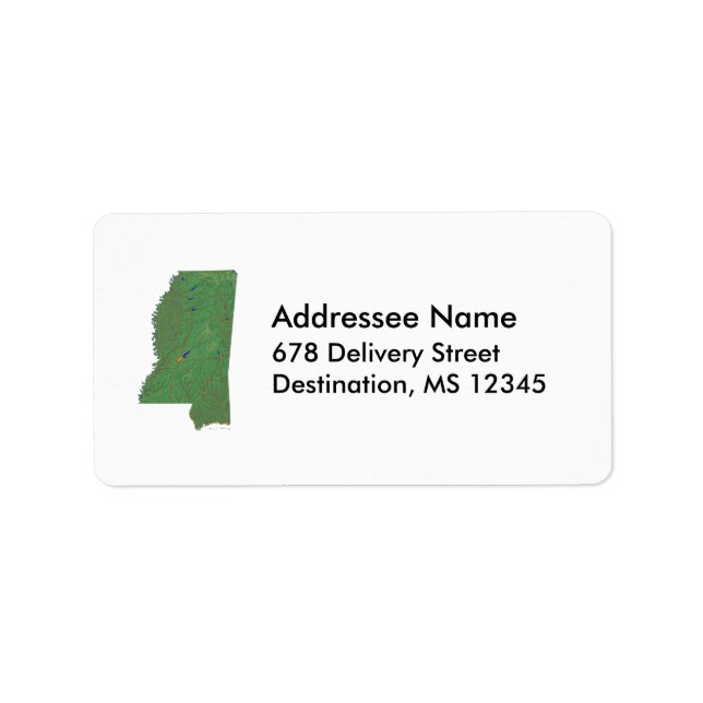 Etiqueta de Endereço de Mapa do Mississippi (Frente)