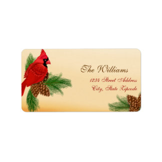 Etiqueta de Endereço de Natal Cardinal Vermelho &