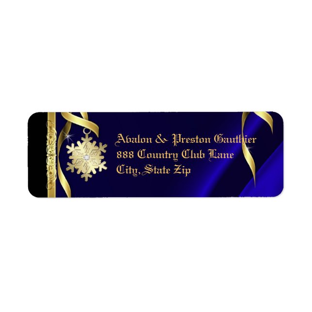 Etiqueta de Endereço de Natal com Floco de Neve Az (Frente)