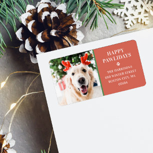Etiqueta de Endereço de Natal de Cachorro Feliz Pa