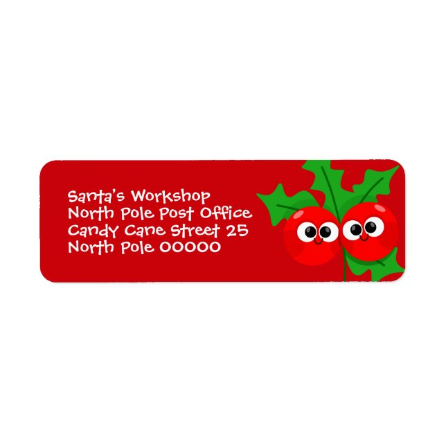 Etiqueta de Endereço de Natal Infantil com Frutas  (Frente)