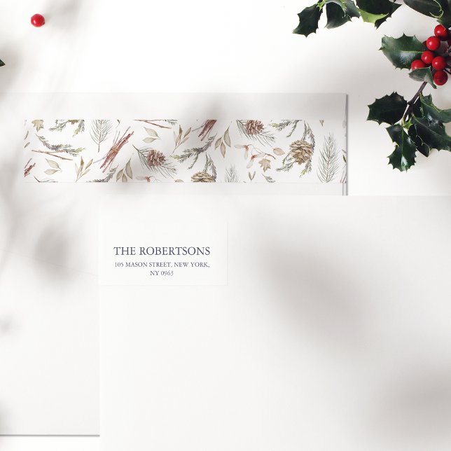 Etiqueta de Endereço de Natal Pinecone (Criador carregado)