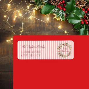 Etiqueta de Endereço de Natal Rosa Feliz Natal F