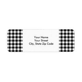 Etiqueta de endereço de padrão Gingham preto-e-bra