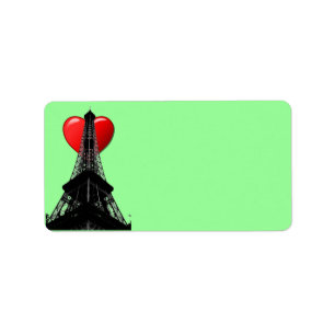 Etiqueta de endereço de Paris do amor