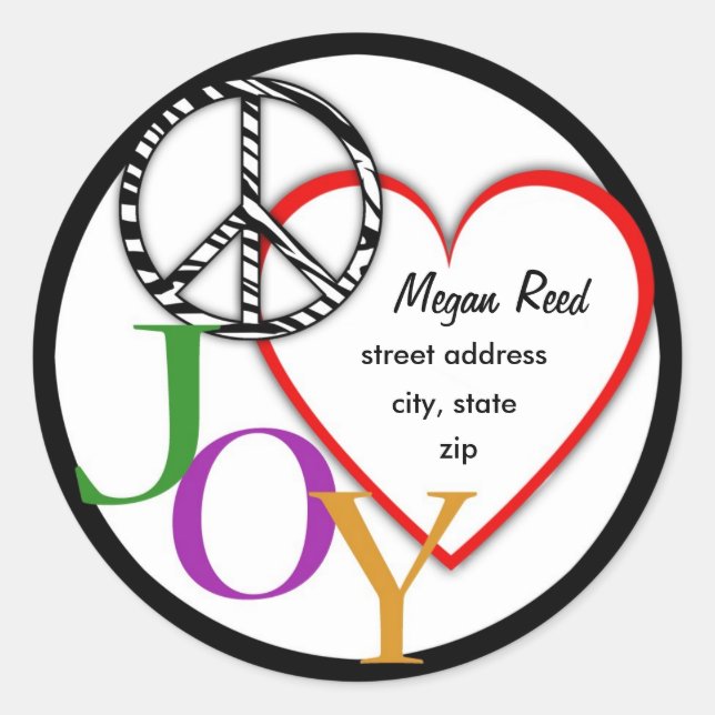 Etiqueta de Endereço de Paz, Amor e Joy (Frente)