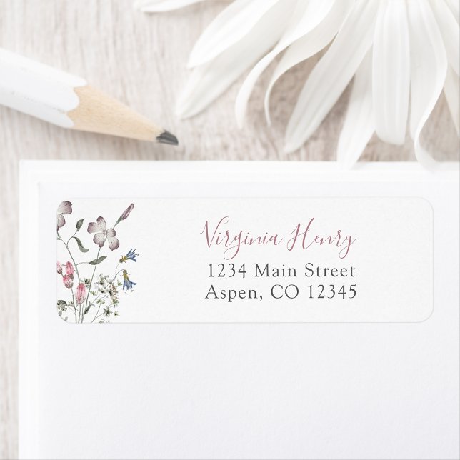 Etiqueta de Endereço de Remessa de Flores Silvestr (Pastel Wildflowers Return Address Label by Painted Paperie
)