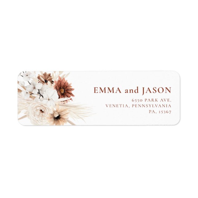 Etiqueta de Endereço de Remessa Floral Boho (Frente)