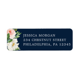 Etiqueta de Endereço de Remetente Azul Naval Doura