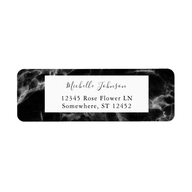Etiqueta de Endereço de Remetente Black Marble 2 (Frente)