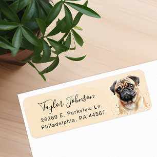 Etiqueta de Endereço de Remetente de Cachorro Pug