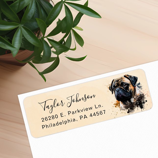 Etiqueta de Endereço de Remetente de Cachorro Pug (Criador carregado)