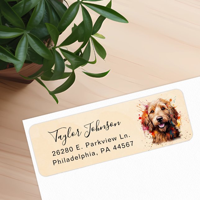 Etiqueta de Endereço de Remetente de Goldendoodle (Criador carregado)