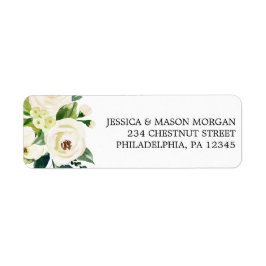 Etiqueta de Endereço de Remetente Rosas Brancas