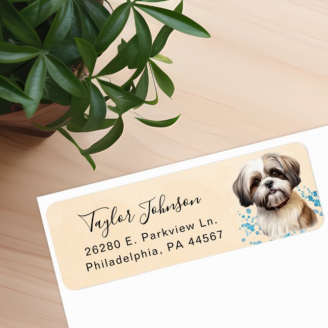 Etiqueta de Endereço de Remetente Shih Tzu (Criador carregado)