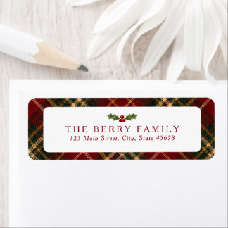 Etiqueta de Endereço de Remetente Xadrez Vermelho