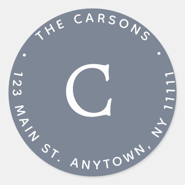 Etiqueta de Endereço de Retorno ao Monograma Azul  (Frente)