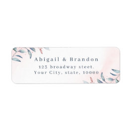 Etiqueta de Endereço de Retorno Azul com rosa Dour