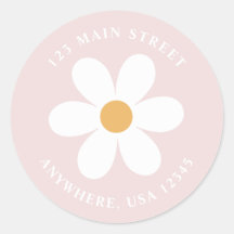 Etiqueta de endereço de retorno boho rosa margarid