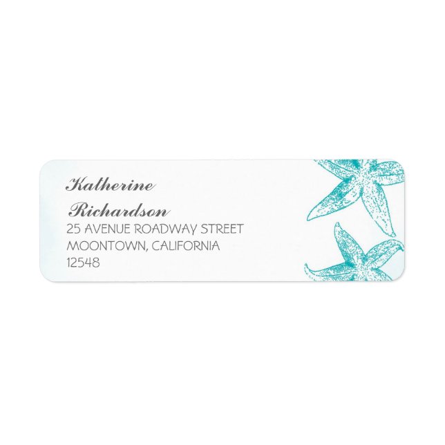 etiqueta de endereço de retorno com casal de peixe (Frente)