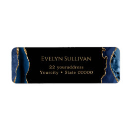 Etiqueta de endereço de retorno de agata azul e do