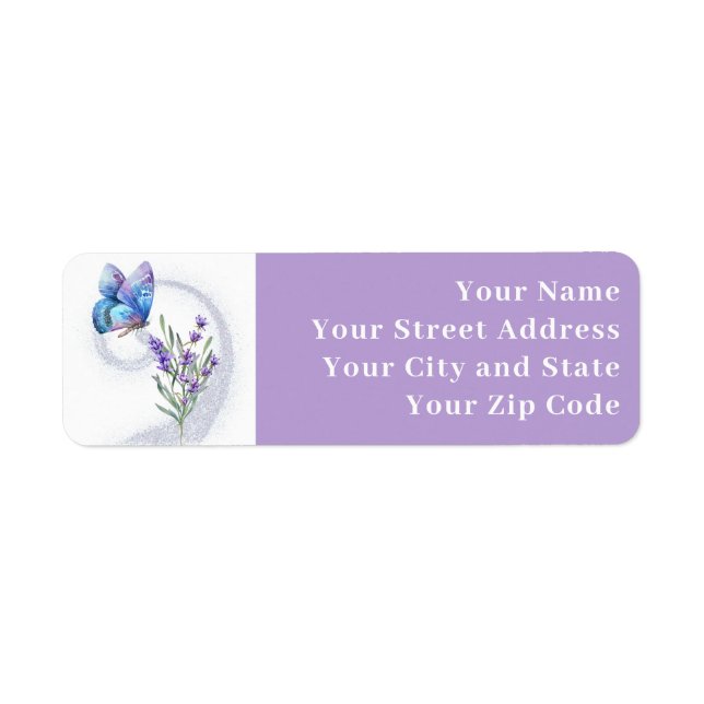 Etiqueta de Endereço de Retorno de Borboleta Azul  (Frente)