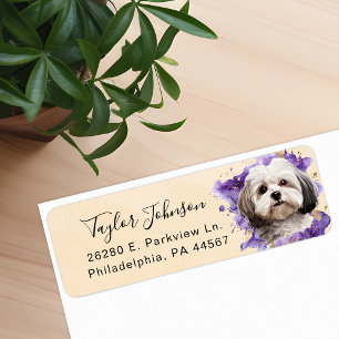 Etiqueta de Endereço de Retorno de Cachorro Maltês