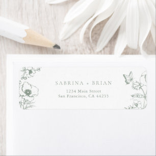Etiqueta de Endereço de Retorno de Casamento Flora