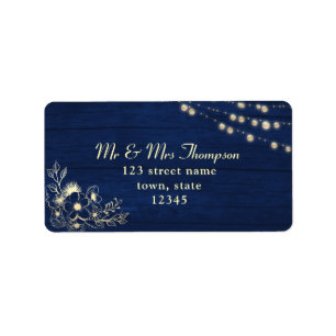 Etiqueta de Endereço de Retorno de Casamento Navy
