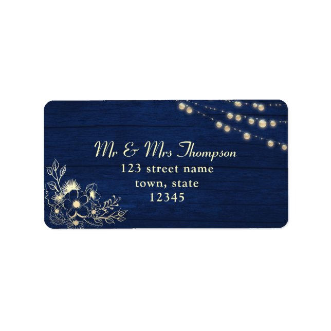 Etiqueta de Endereço de Retorno de Casamento Navy  (Frente)