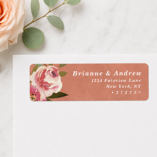 Etiqueta de Endereço de Retorno de Casamento Rosa