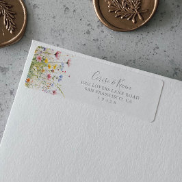 Etiqueta de endereço de retorno de flor silvestre 