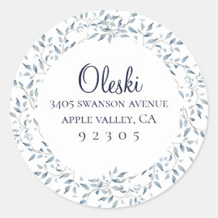 Etiqueta de Endereço de Retorno de Folhagem Azul