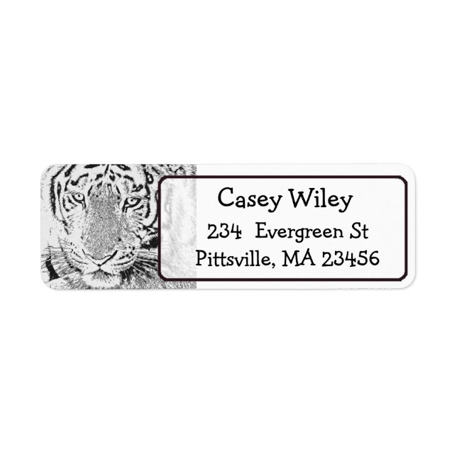 Etiqueta de Endereço de Retorno de Foto Tiger (Frente)