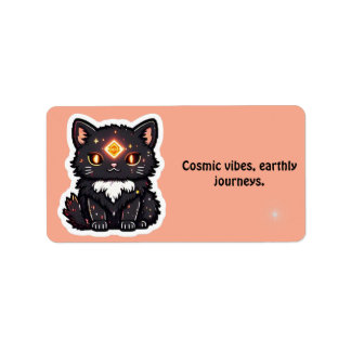 Etiqueta de Endereço de Retorno de Gato Preto Míst