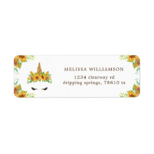 etiqueta de endereço de retorno de girassol unicor