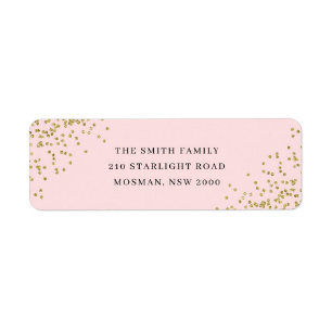 Etiqueta de Endereço de Retorno de Glitter Rosa e