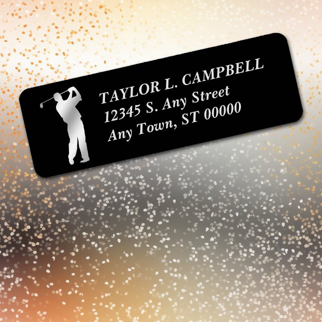 Etiqueta de Endereço de Retorno de Golfer Silver S (Criador carregado)