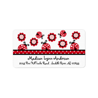 Etiqueta de Endereço de Retorno de Ladybugs Vermel