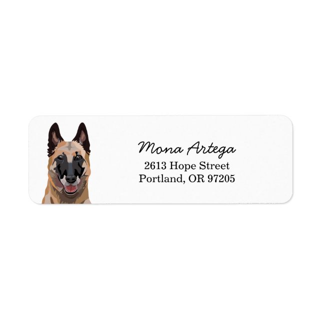 Etiqueta de Endereço de Retorno de Malinois Belga (Frente)