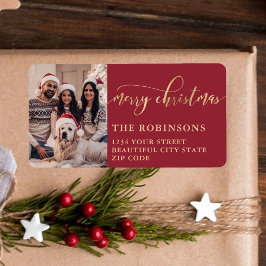 Etiqueta de Endereço de Retorno de Natal com Foto