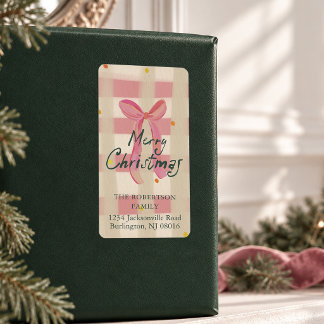 Etiqueta de Endereço de Retorno de Natal com Laço