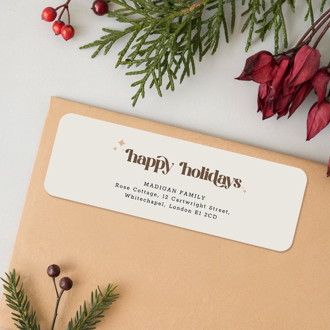 Etiqueta de Endereço de Retorno de Natal em Script (Criador carregado)