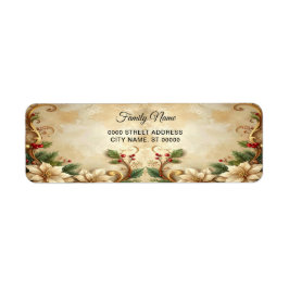 Etiqueta de Endereço de Retorno de Natal Floral de
